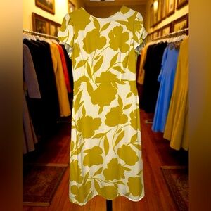 Ann Taylor Mustard‎ and Cream Floral Midi Dress size 6
